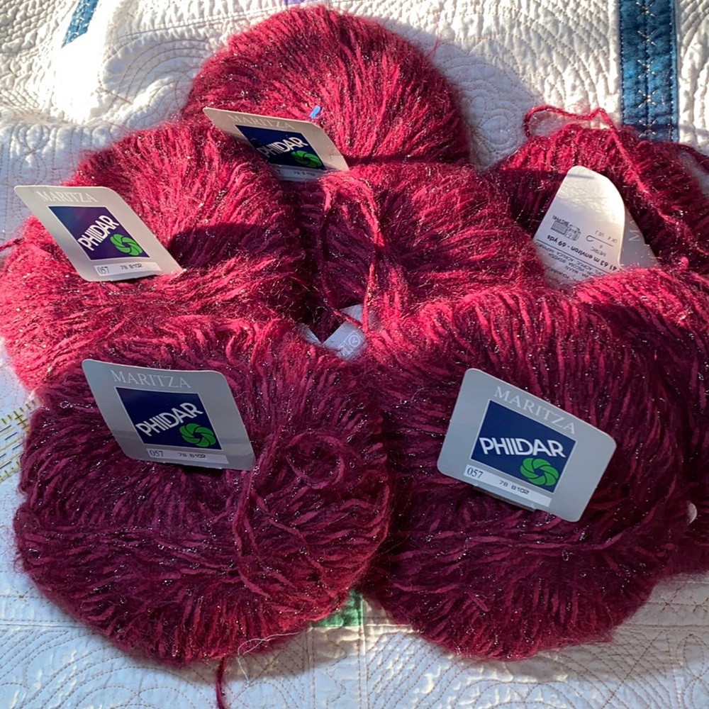 PHILDAR Maritza yarn lot of 7 skeins cotton/poly/mohair blend, made in France